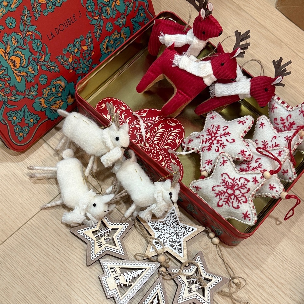 Christmas decors + La Double J Red Floral Tin Box